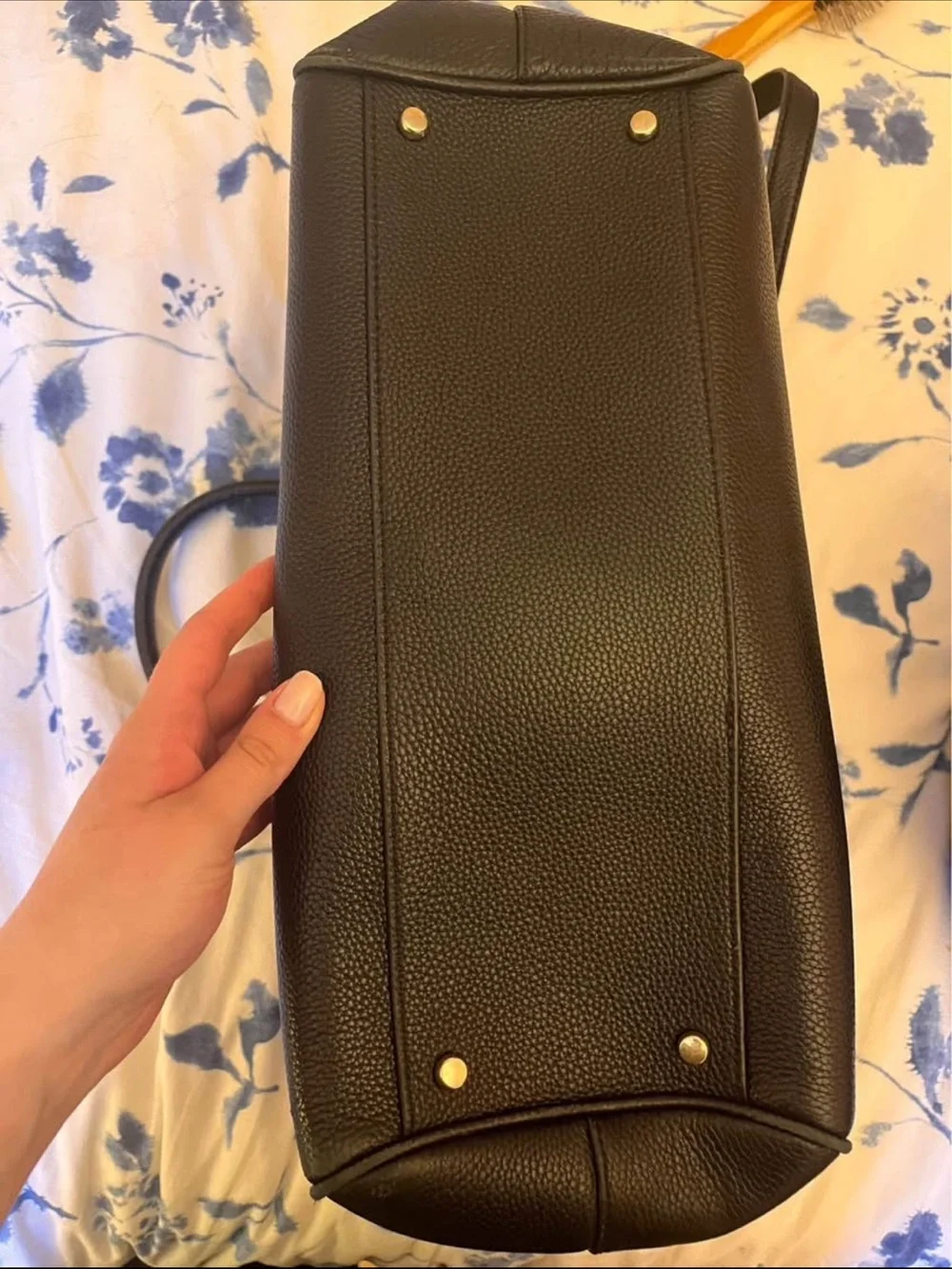 kate spade Black Pebbled Leather Tote with Gold Hardware